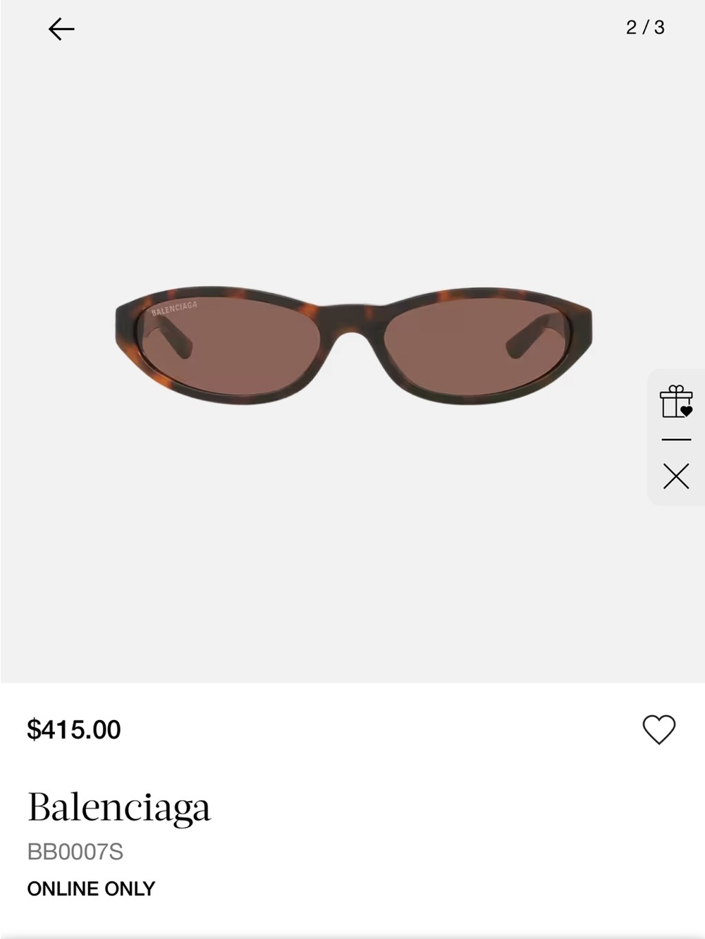 Balenciaga Tortoiseshell Slim Oval Sunglasses - Brown Lenses